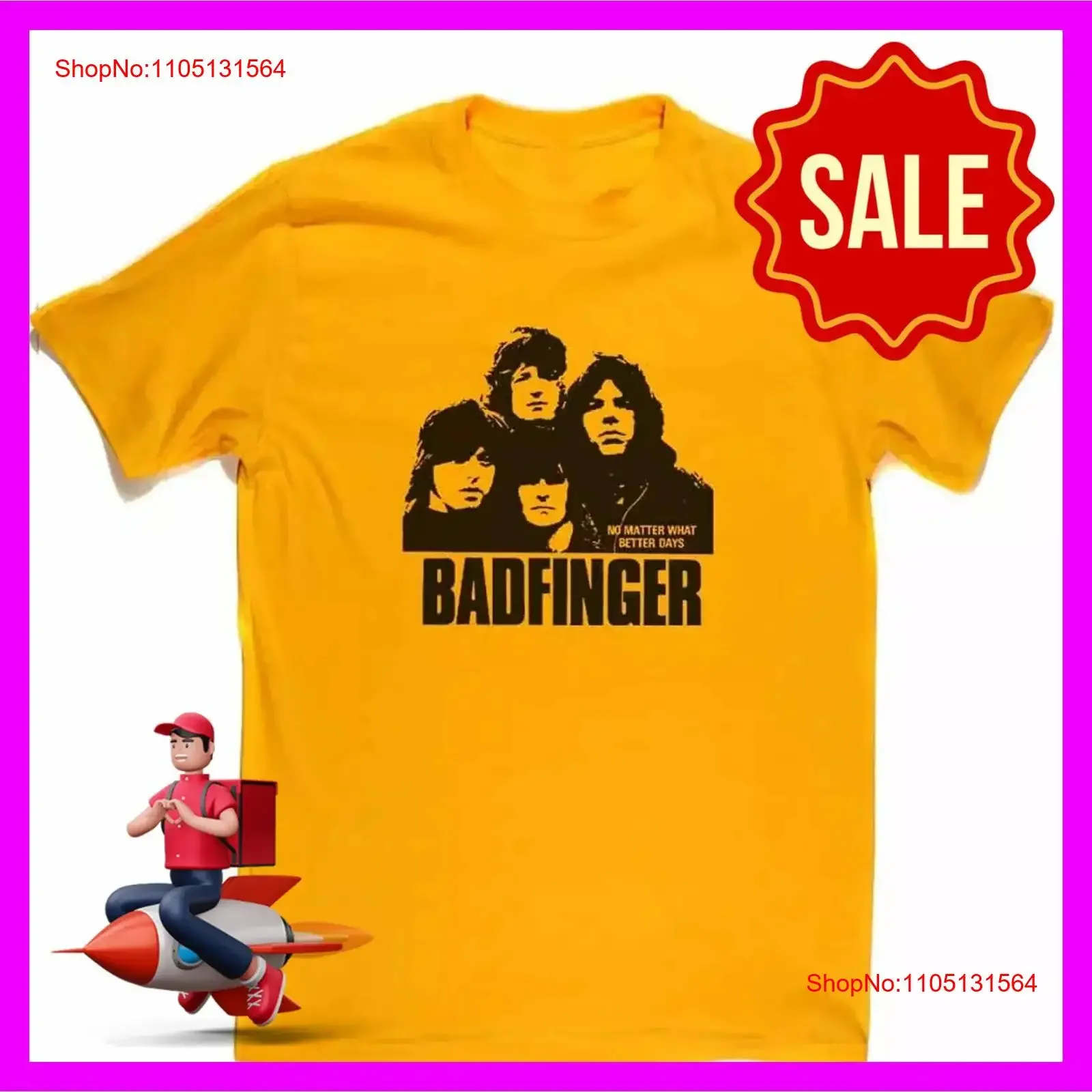 

Badfinger No Matter What Retro Yellow T Shirt vintage Washed Unisex Top For Everyday Wear fashion Slightly homme Stylish