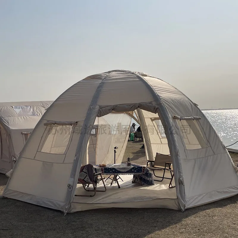 

Customized hemispherical inflatable tent, outdoor thickened rainproof one-room and two-hall tent, large folding inflatable tent