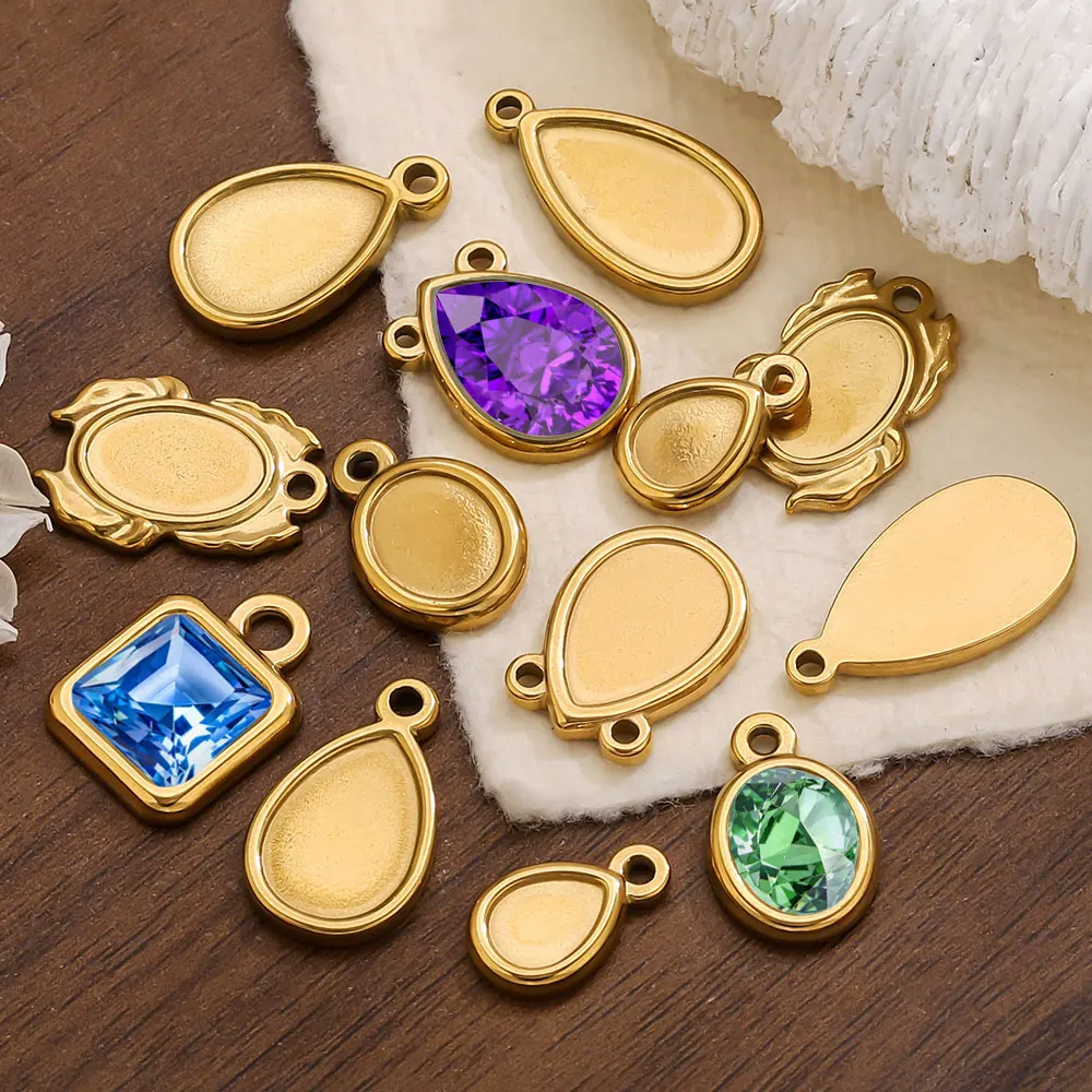 

5pcs Stainless Steel Oval Drop Bezel Charm Pendant Base DIY Resin Cameo Cabochon Frame Trays for Jewelry Making Supplie Crafts