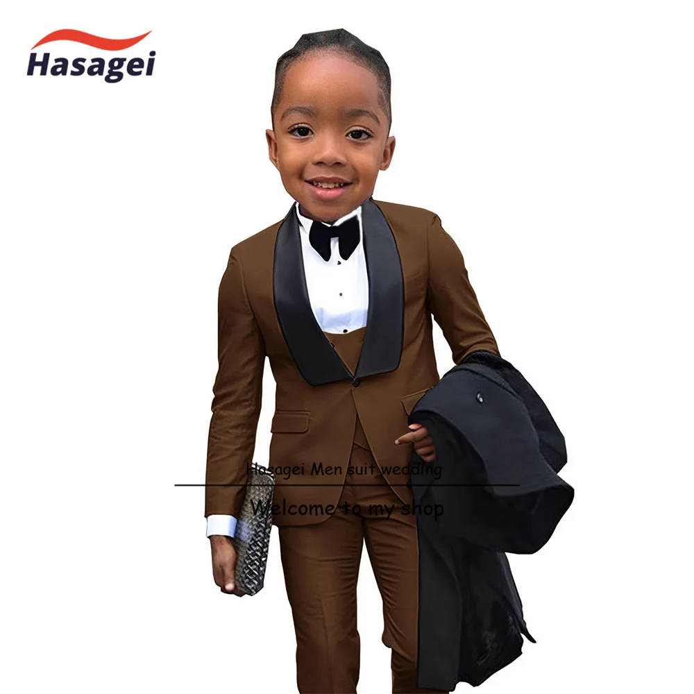 Champagne Boys Suit 3 Piece Fashion Design Kids 2-16 Years Old Wedding Tuxedo Formal Clothing Teen Stage Wear