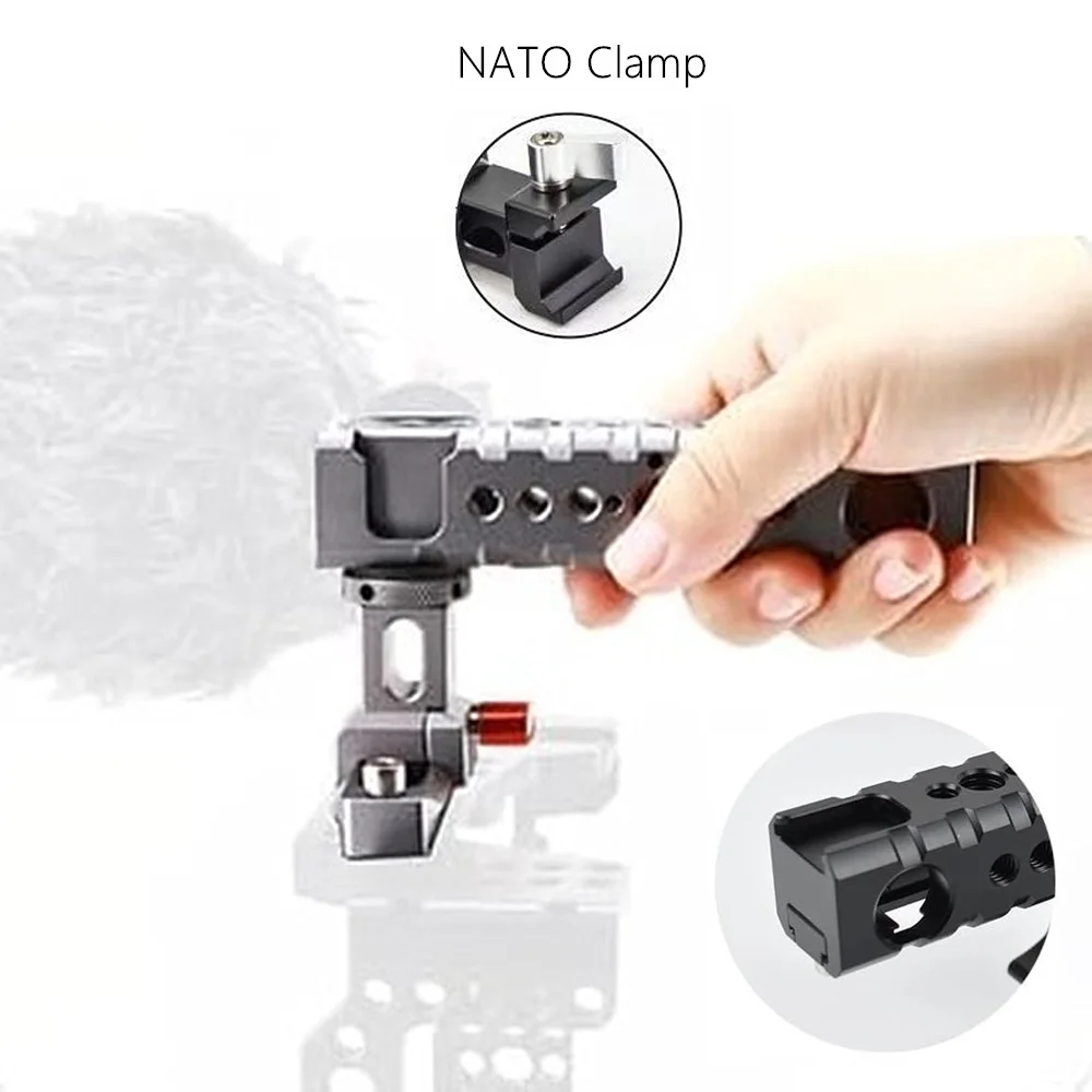 

Top DSLR Camera Handle, Universal Hand Grip with Quick Release NATO Clamp, Cold Shoes &1/4" 3/8" ARRI Threads for Camera Cage