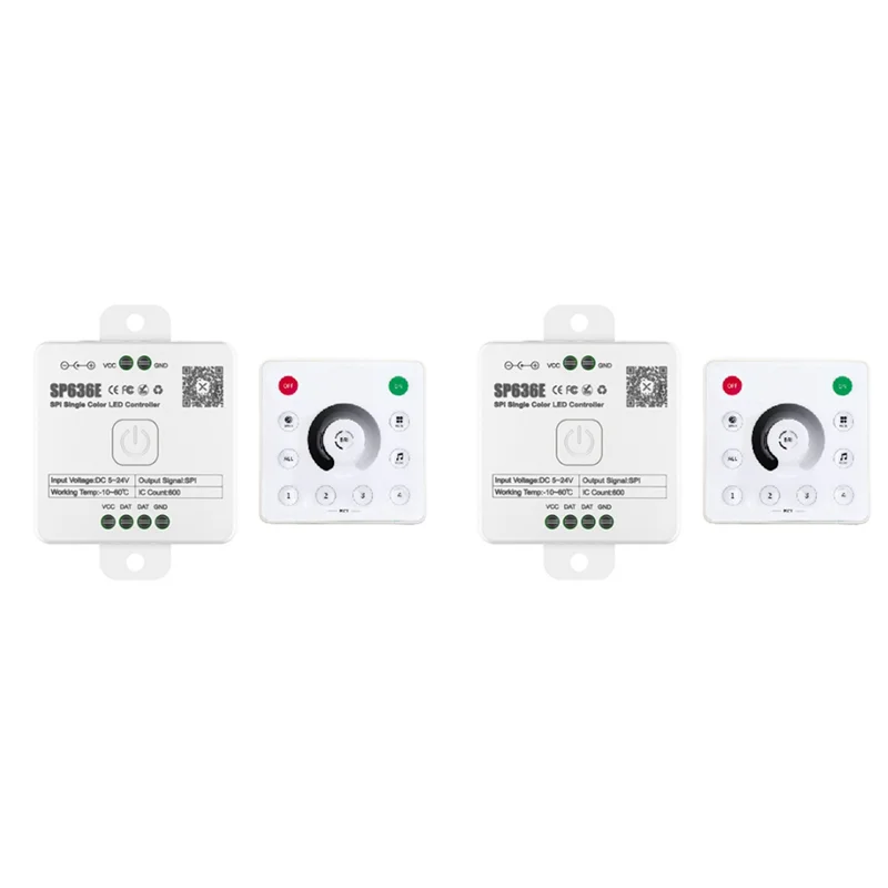 

BYBS-2X And-SP636E Монохромный контроллер SPI DC5-24V с пультом дистанционного управления And-RC1 Поддержка сенсорного пульта дистанционного управления 2,4G