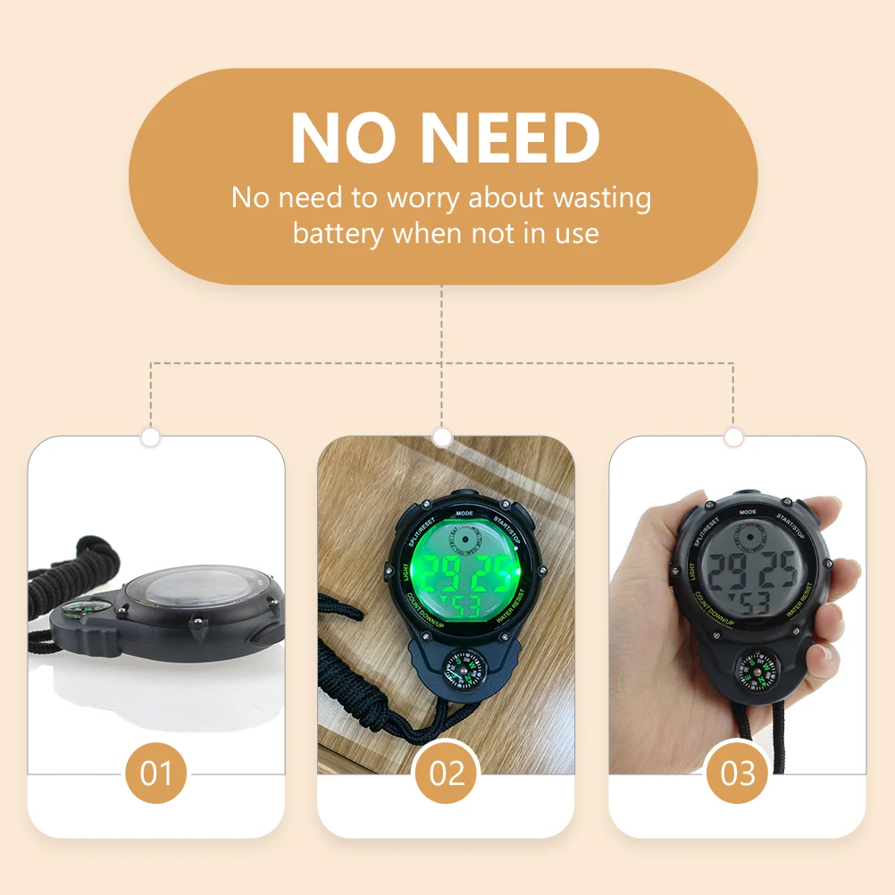 

Digital Stopwatch Large Screen ABS Material Sports Timer for Running Swimming Competition Portable Black Color