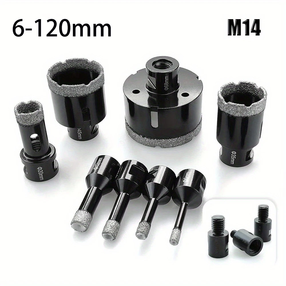 6-120mm M14 Thread Diamond Core Drill Bit Perfect for Porcelain, Granite, Ceramic, Marble and Brick Vacuum Brazed Hole Saw Tool