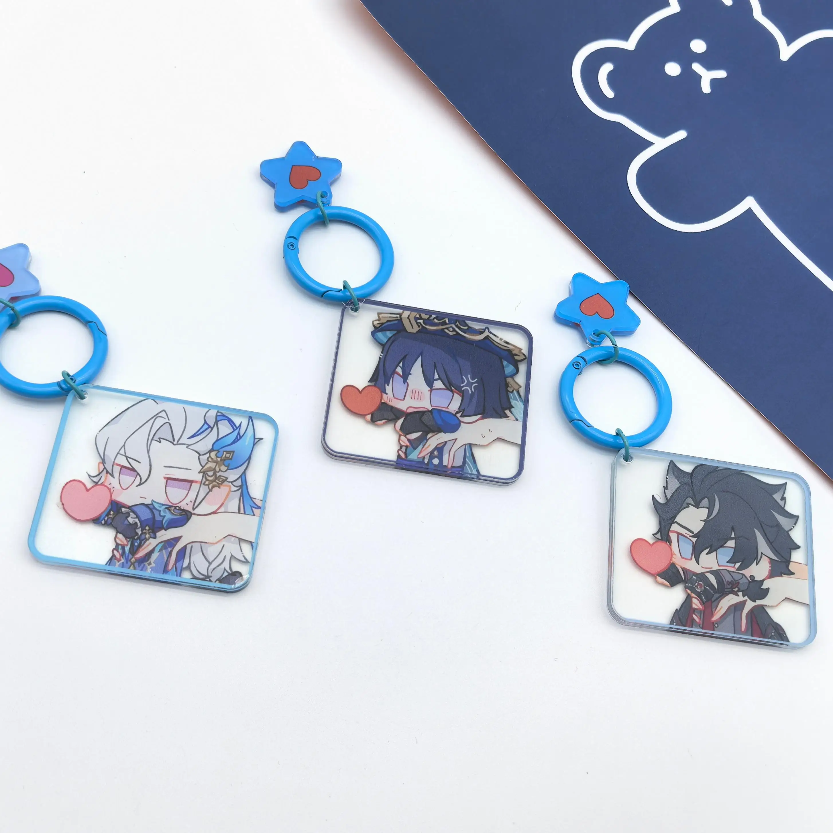 1Pcs Anime Game Genshin Scaramouche Nahida Xiao Cute Stars Key Chain Women\'s knapsack Pendant Decoration Acrylic Keyrings Gifts