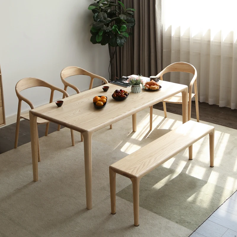 LMM rectangular log dining table Japanese-style simple all-solid wood restaurant household small apartment