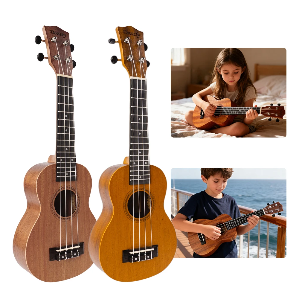 

21 Inch Wooden Ukulele 4 Strings Hawaiian Soprano Guitar Sapele Mini Guitarra Ukulele With Bag Ukulele Guitar Accessories Kit