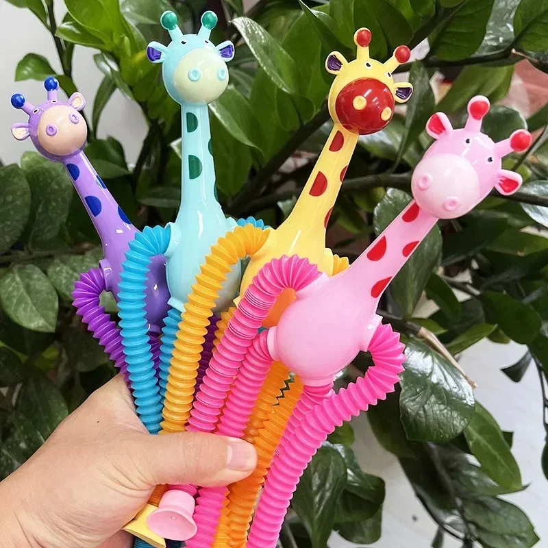 Children's Christmas suction cup luminous toy LED, pressure reducer, stretchable giraffe, compressive sensory toy