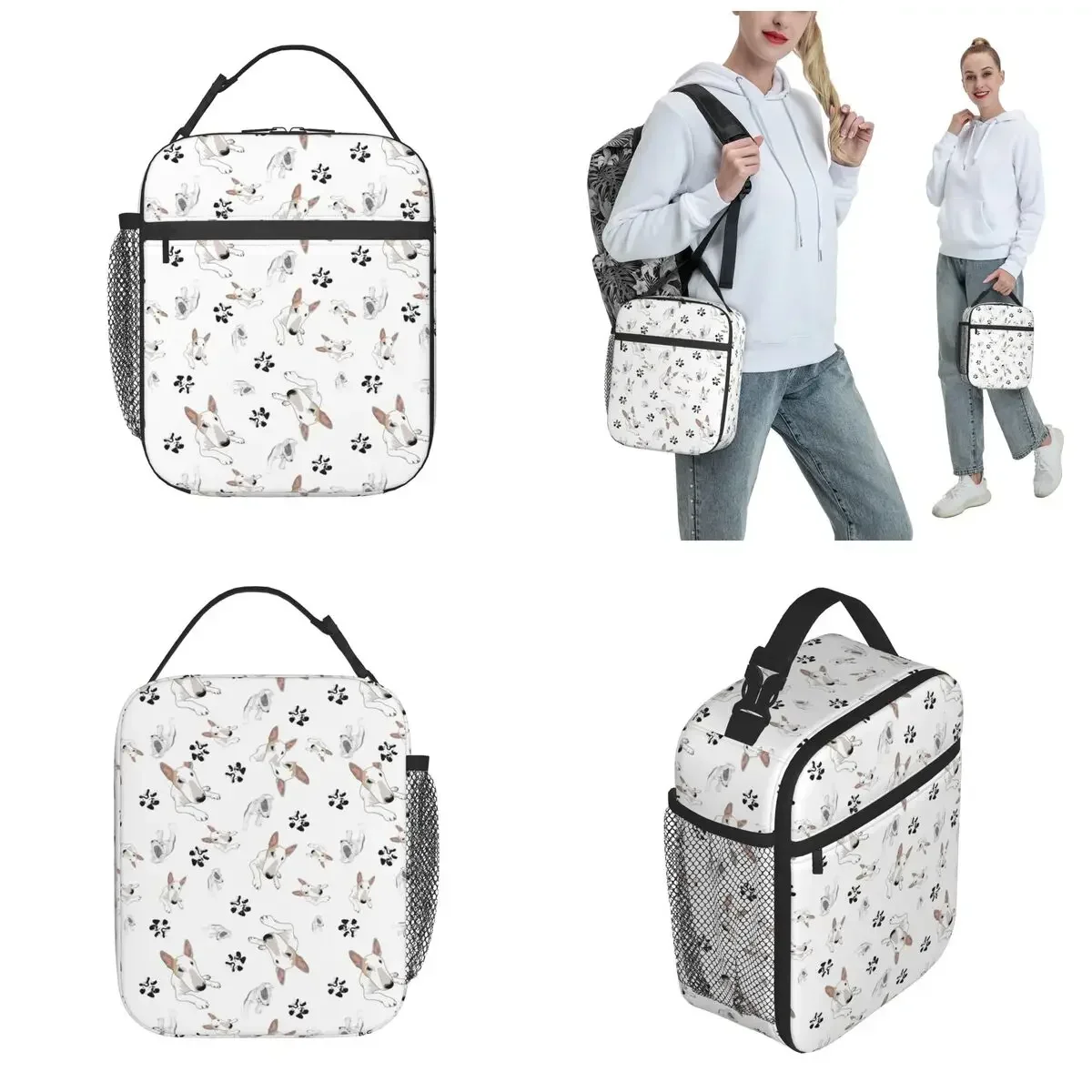 Bull Terrier-fiambrera reutilizable térmica para perros, fiambrera aislante para almacenamiento de comida, accesorios de viaje