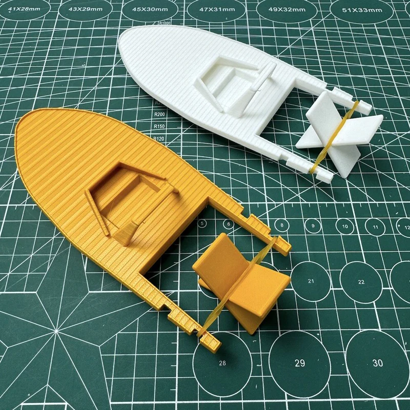 1Set 3D Printed Rubber Band Driven Boat Model PLA Unpowered Vessel DIY Handcraft Kit for Outdoor Play Toy Kid Assembly Models
