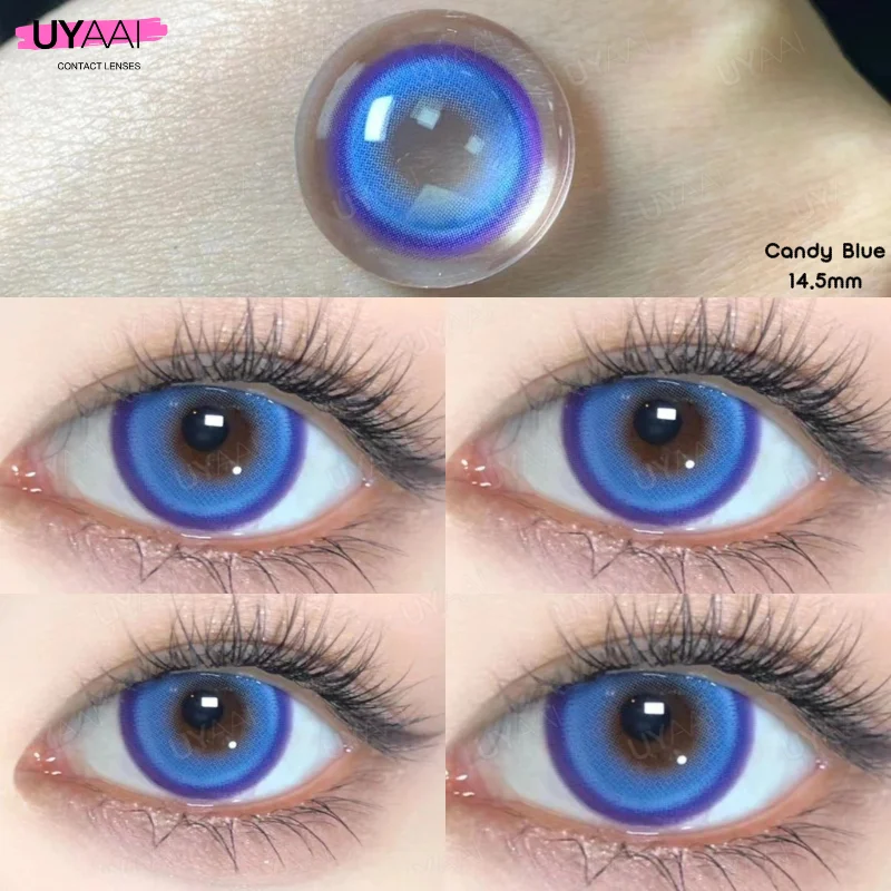 UYAAI Color Contact Lenses with Diopters Color Lens Korean Lenses Grow Eye Natural Colored Eye Lenses Myopia Black Lenses