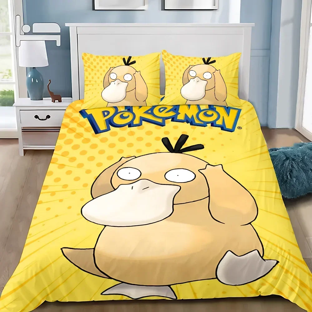 Duvet Cover Pillowcase Bedding Set Cartoon Psyducks Adult Boy Girl Bedroom Decoration Children Gift Single Double Large Size