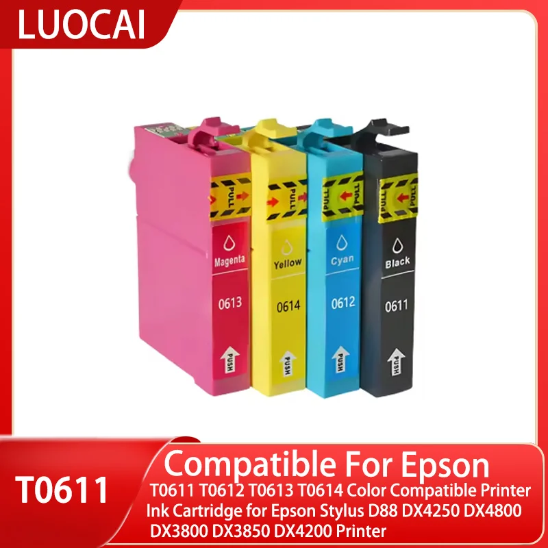 T0611 T0612 T0613 T0614 Color Compatible Printer Ink Cartridge for Epson Stylus D88 DX4250 DX4800 DX3800 DX3850 DX4200 Printer