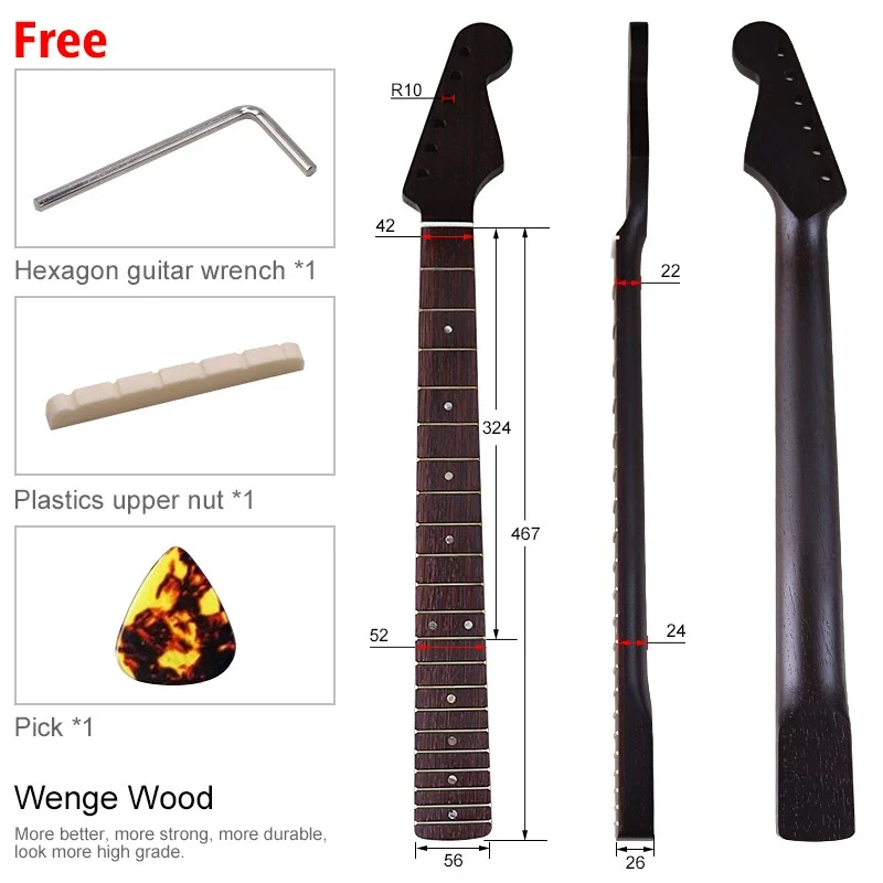 Electric guitar neck chicken wings xylophone neck ox bone pillow electric guitar handle DIY modified 21 products 6-string guitar