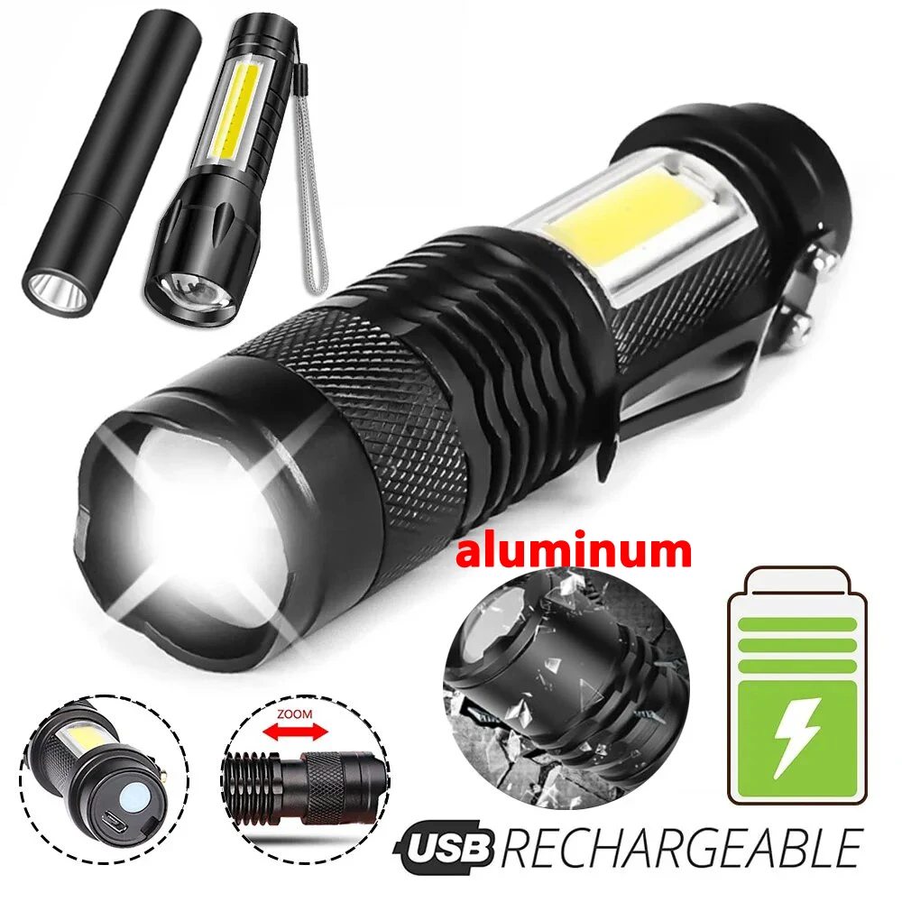 With USB Charging Bike LED Torch Aluminium Alloy Waterproof Zoom Spotlight 2000 Lumens Outdoor Essential Bike Accessories