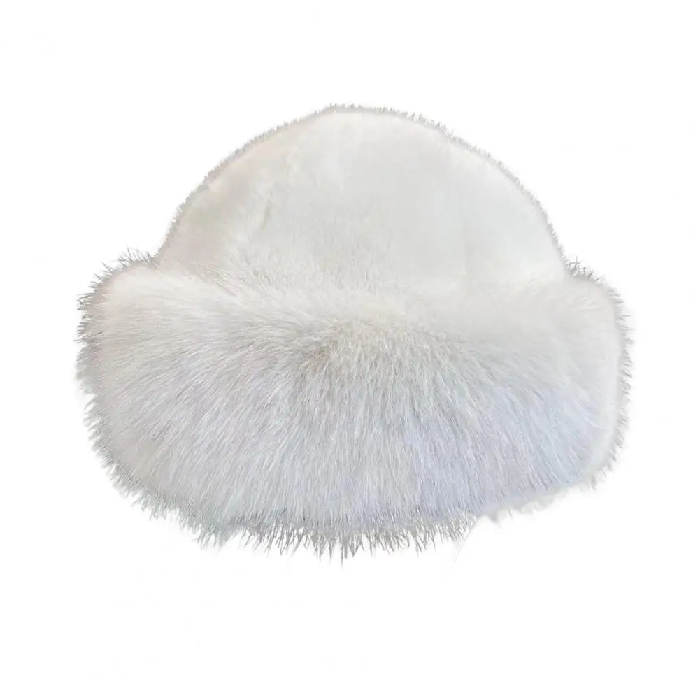 Cozy Knit Hat Ladies Knit Beanie Luxurious Faux Fur Winter Hat for Women Windproof Mongolia Style Bucket Hat with for Outdoor