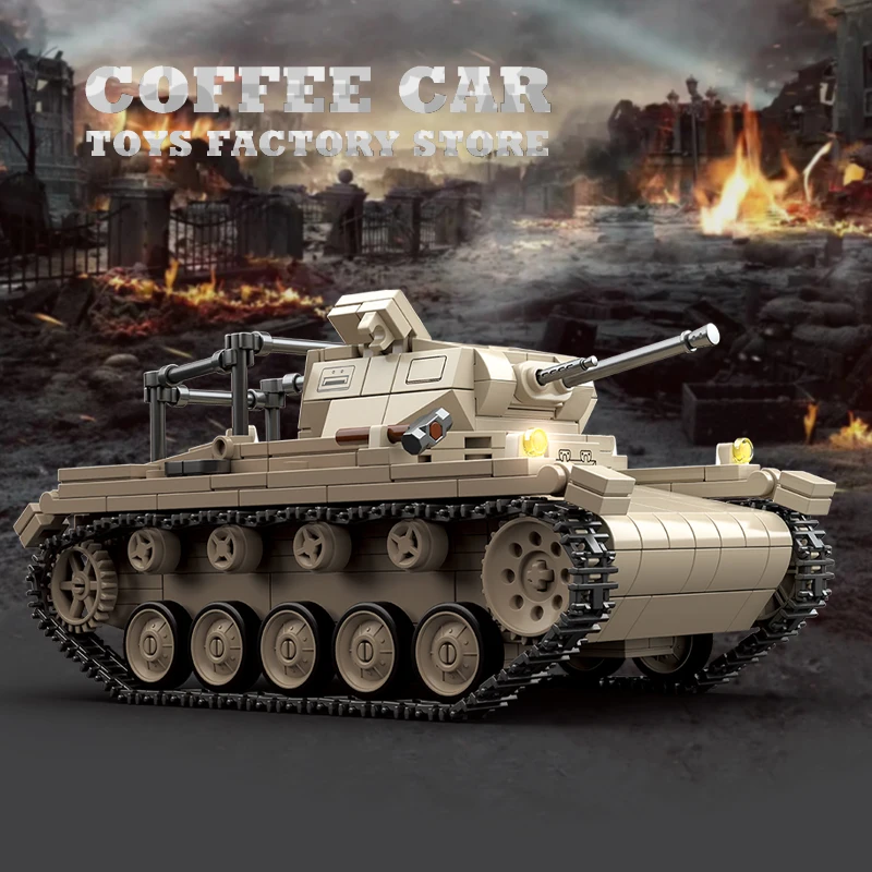 WWII Military Tank MOC Bricks Model Classic Light Armored Vehicle Building Blocks Army Soldier Toys Boy Children Christmas Gifts