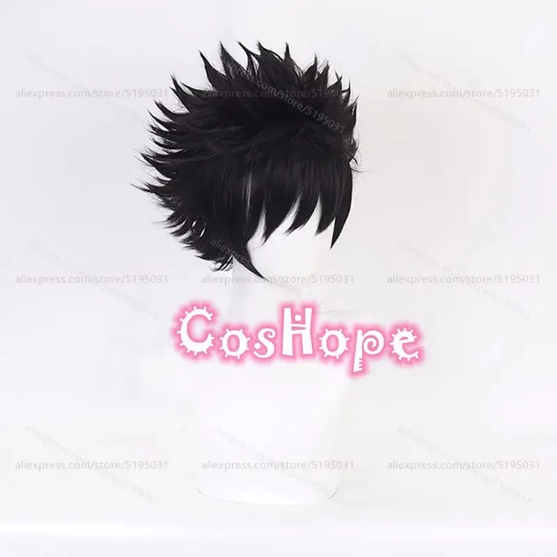 Peluca de Cosplay MHA Dabi para hombre, peluca negra corta y esponjosa Kamijou Touma, pelucas de Cosplay de Anime, pelucas sintéticas resistentes al calor