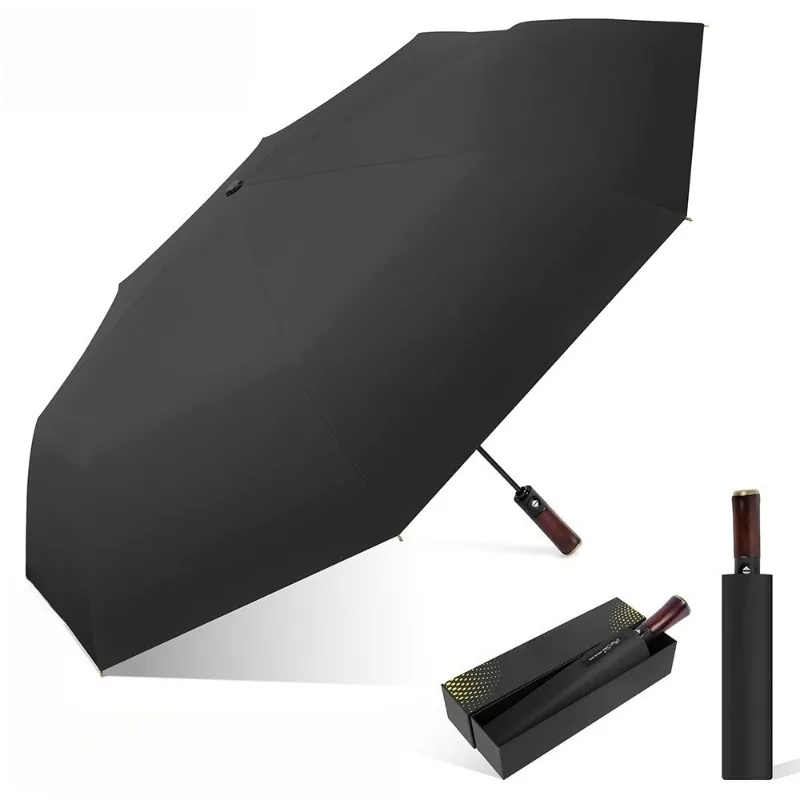 

Automatic business umbrella, classic color scheme solid wood handle, large umbrella surface three-fold portable