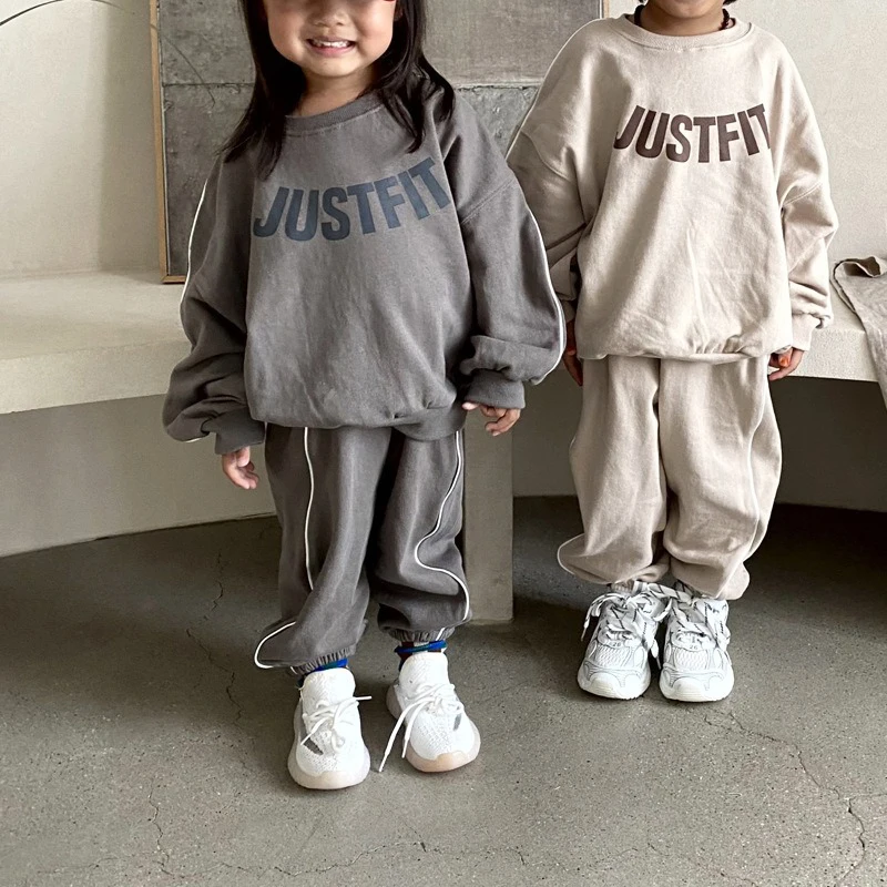 

Autumn Children's Suit Loose Tracksuit Set for Boys Baby Girls Clothes Letters Print Pullover Sweatshirts Pants Kids Sportwear