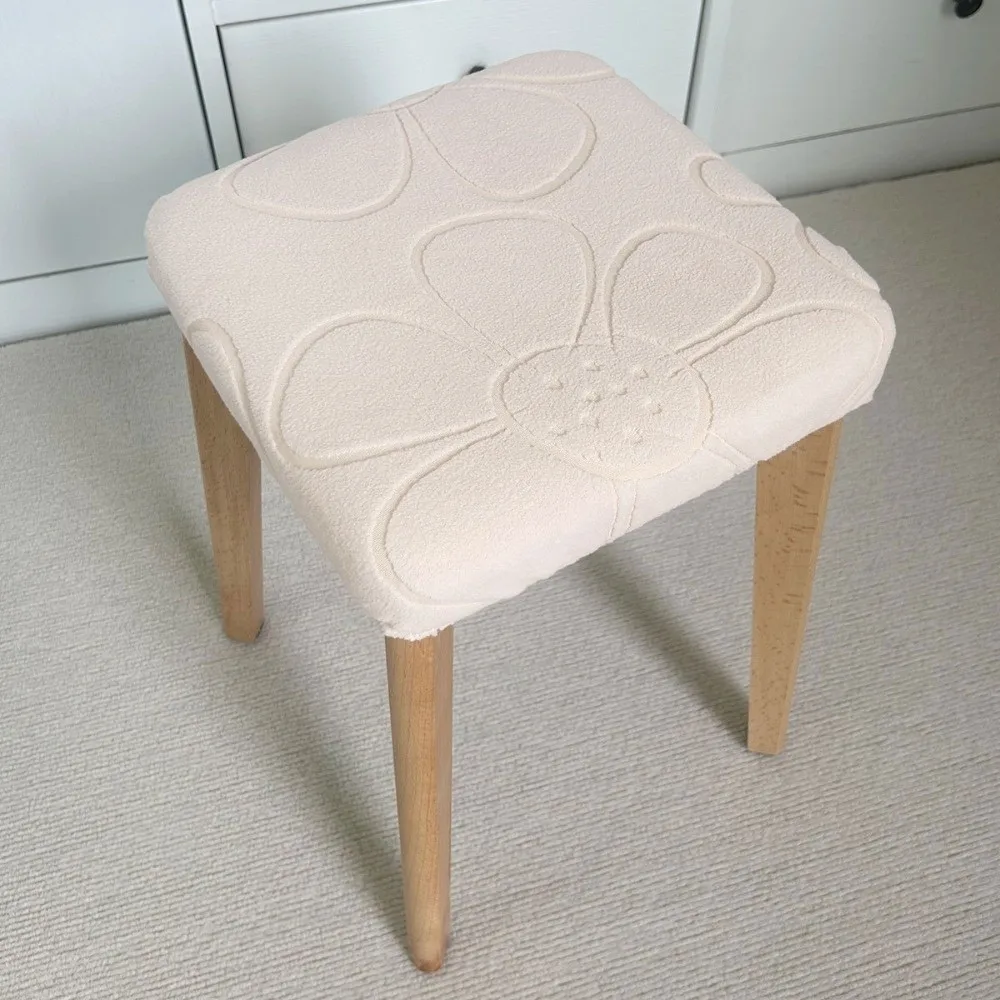 New Fleece Square Stool Cover Stretchable Fabric Floral Pattern Seat Cover Elastic Texture Bar Stool Slipcover Home Furniture