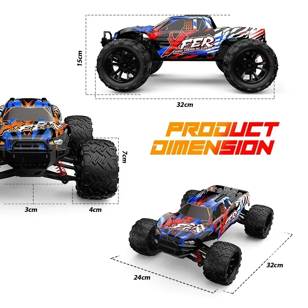 1:16 Dual Motor RC Car Off Road 4x4 40Km/H High Speed Remote Control Car Drift Monster Truck Toys with LED 2.4G for Adults Kids