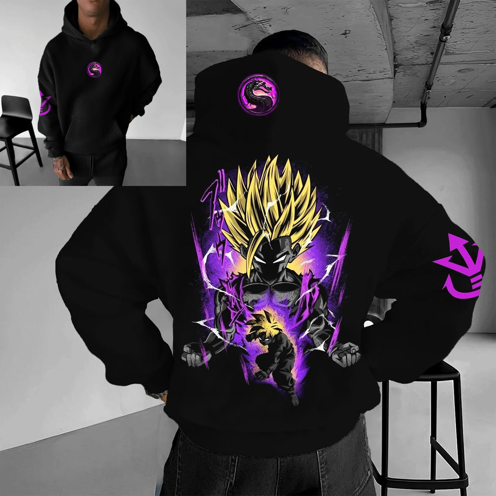 

Dragon Ball Z Goku Super Saiyan, синяя толстовка с рисунком для мужчин и женщин, весна-осень 2021, уличная одежда в стиле аниме, повседневная толстовка унисекс