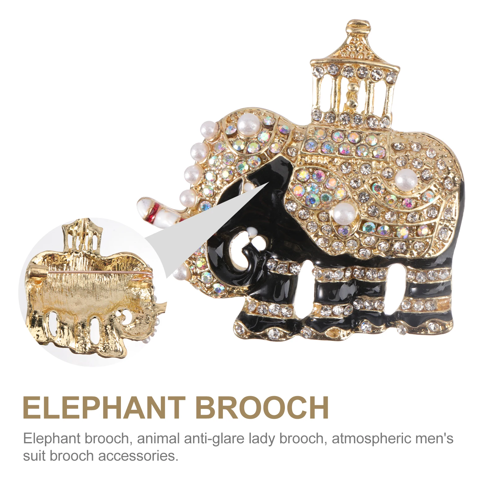 

Elephant Brooch Stylish Alloy Breastpin Rhinestone Inlaid Creative Brooch Party Supplies Costume Decoration For Clothes Scarfs