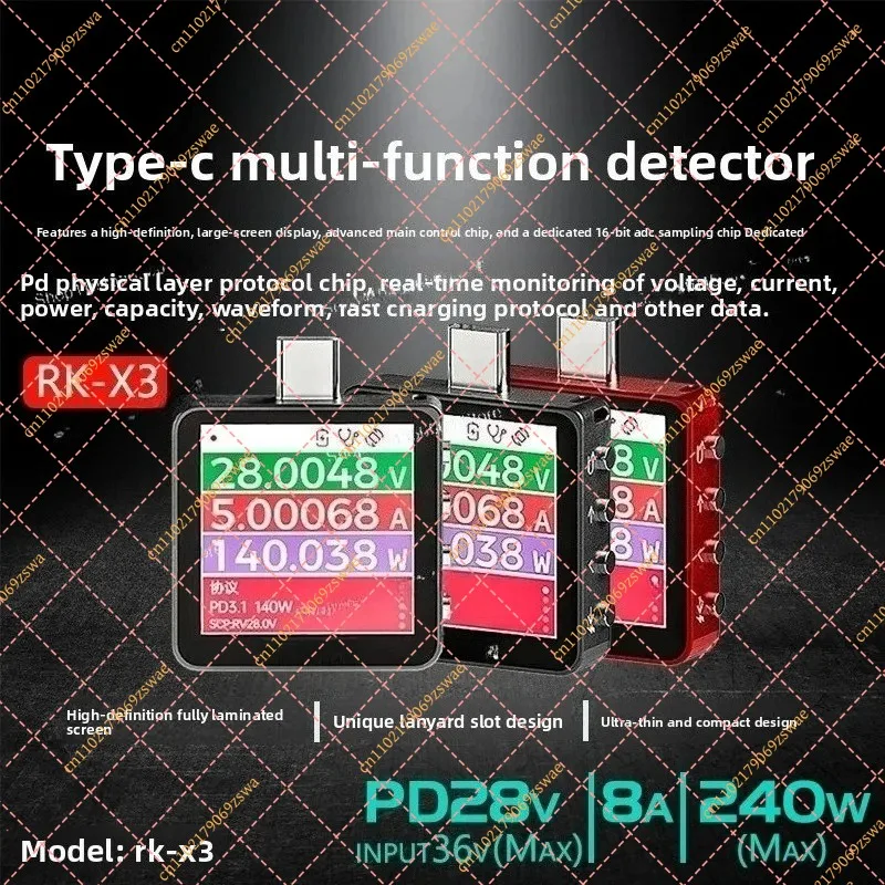 RYKEN RK-X3 USB Tester, PD3.1 140W Power Meter & Protocol Detector for Electrical Maintenance