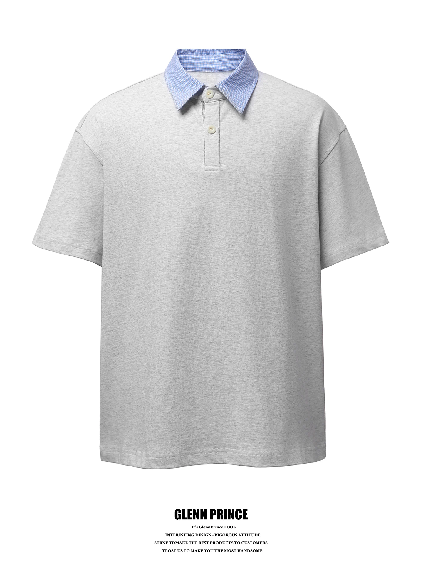 

Cleanfit Shirt Men's Summer Commute Short Sleeve Fake Two-Piece Blue Plaid Collar Casual Cotton Fashion Youth