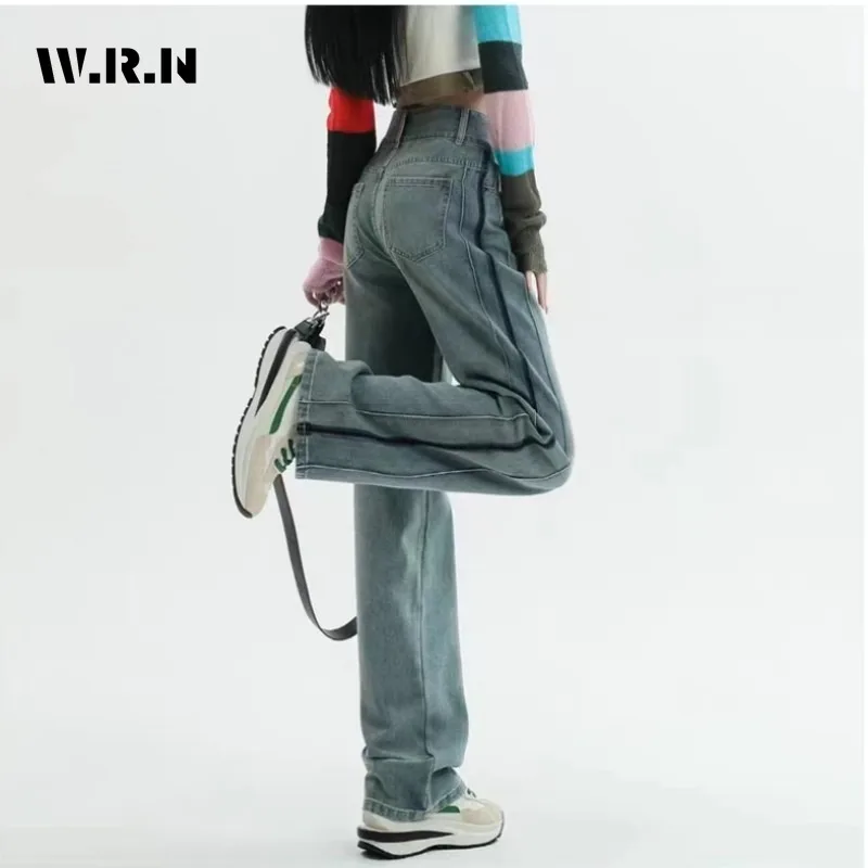 

Women's Retro Wide Leg Baggy Casual Denim Trouser Harajuku Vintage Blue High Waist Loose Jeans 2024 Spring Fashion Pants