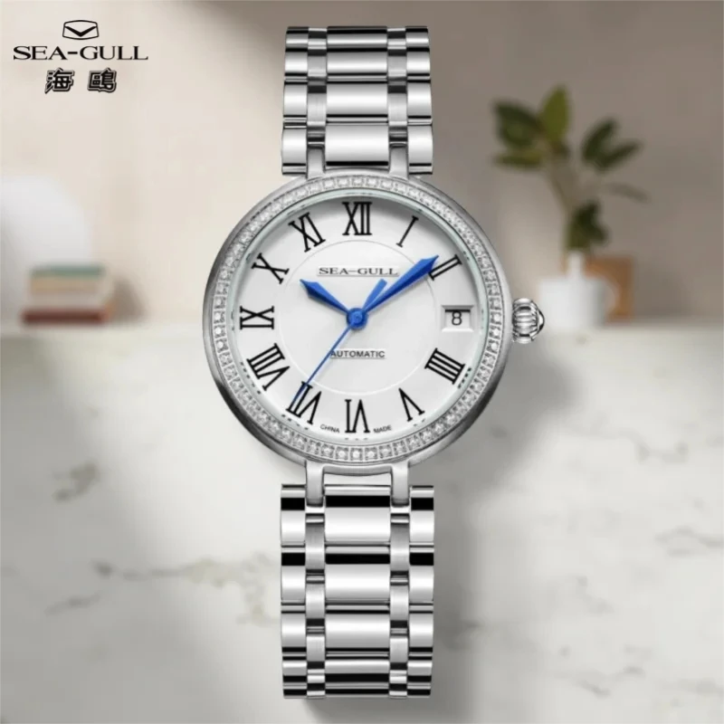 Sea-Gull Ladie's Mechanical Watch 32mm Automatic Wristwatch Ultra-Thin Casual Simple Roman Holiday Sapphire Women's Watches 417L