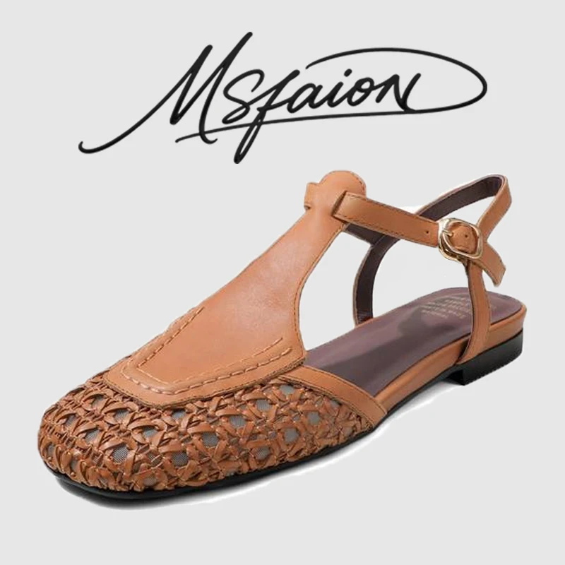 

2026 Spring Roman Sandals Women Handmade Cowhide Leather Slide Sandals with Sheepskin Lining, TPR Non-Slip Heel Shoes