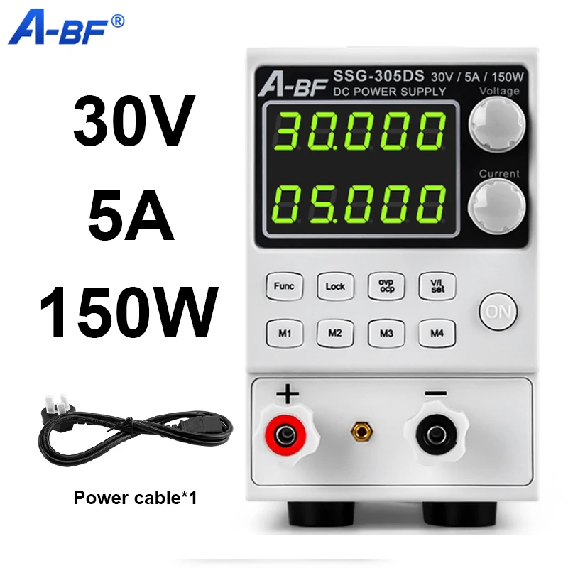 A-BF SSG-305DS Power Supply Tester 30V 5A Laboratory DC Voltage Regulator Dual 5-Digit  Bench Power Supply