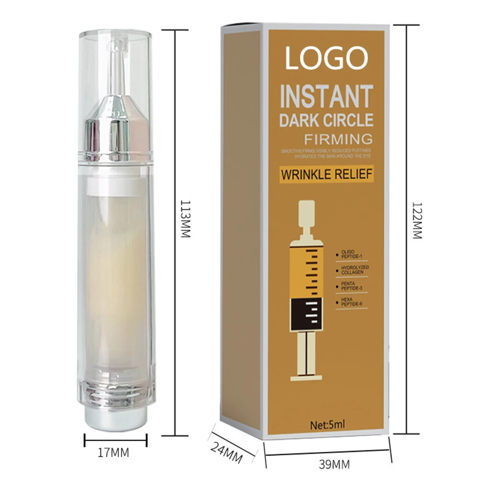 Crème pour les yeux de marque privée, 5ml, longue durée, élimine les cernes, hydratante, éclaircissante, facile à porter, maquillage avec Logo personnalisé