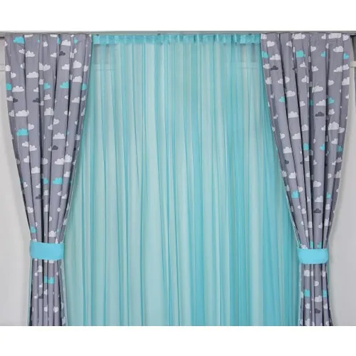 Of the odeum Gray Mint Cloudy Kids Room Backdrop Curtain 2 Wing 75x260 cm