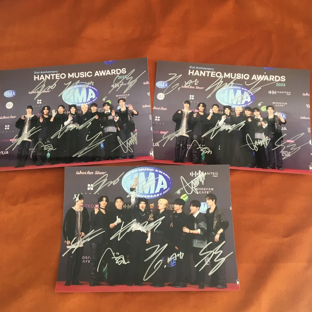 hand signed ATEEZ Autographed Group Photo 5*7 Award ceremony 2023