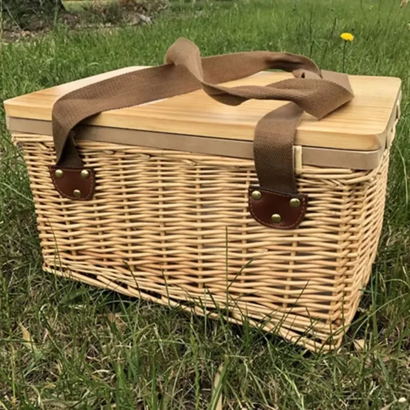 High Quality Round Handmade Basket with Zipper and Cooler Inside Promotional Gift WCB001 Wicker Picnic Cooler Basket