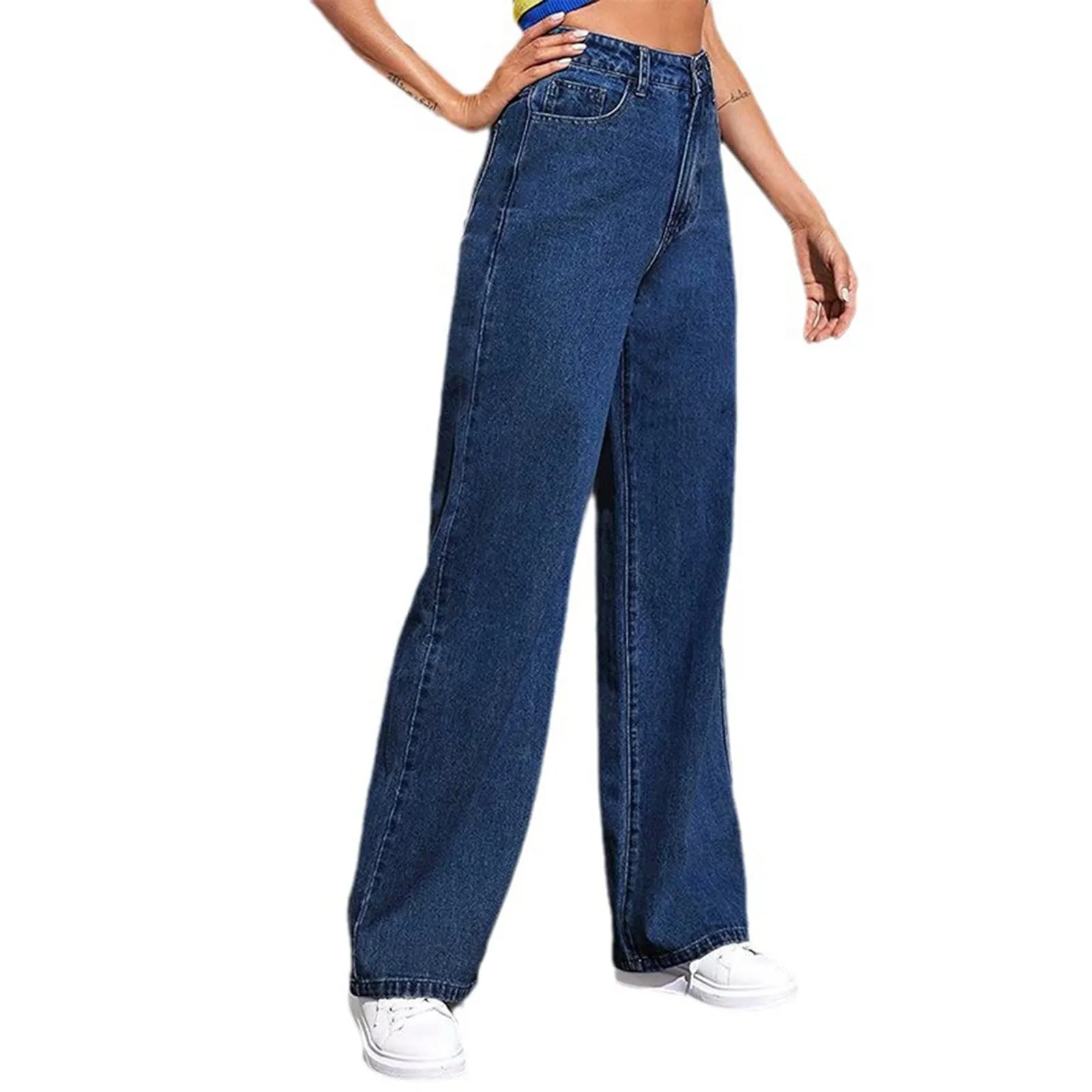 

Light Blue Low Waist Jeans Woman Streetwear Vintage Denim Pants Female Casual Washed Straight Pantalons Mujer Fall New
