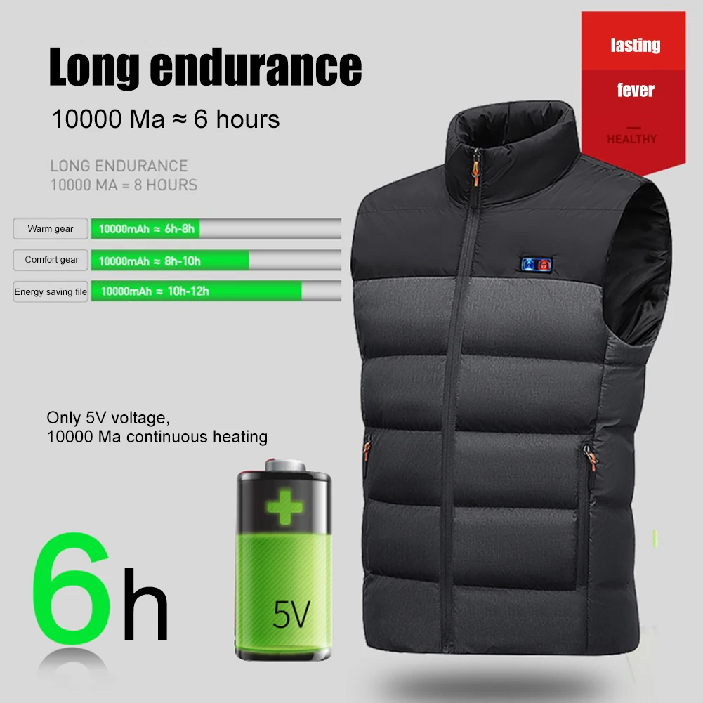 11 Zones Heated Motorcycle Jacket Men Women Thermal Clothing Washable Cotton Gilet Winter Splicing Heating Vest for Camping