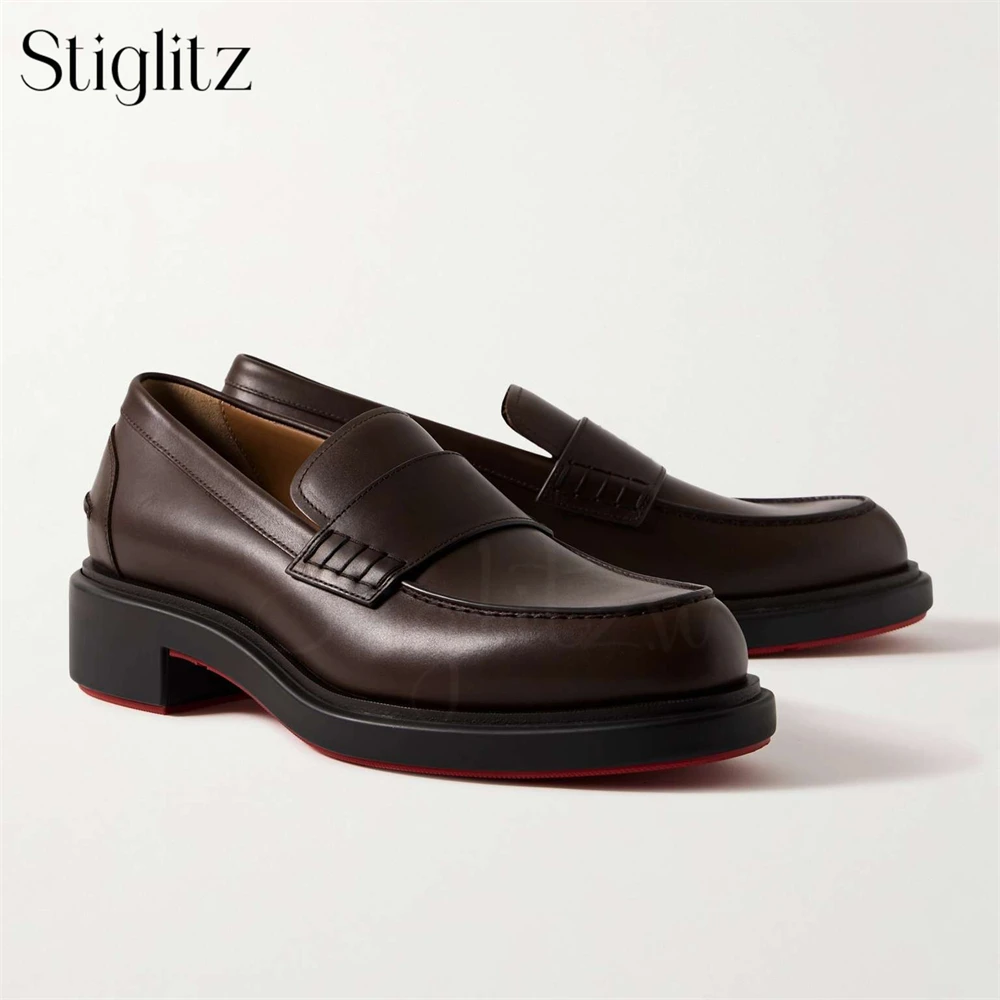 Soft Leather Comfortable Loafers Men's Elegant Brown Black Leather Dress Shoes Round Toe Leather Shoes Custom Handicrafted Shoes