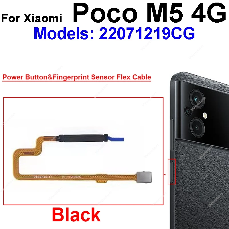 For Xiaomi Poco M4 M5 M5s M4 Pro M4Pro 4G 5G Home Button Back Touch ID Scanner Fingerprint Sensor Flex Cable Phone Parts