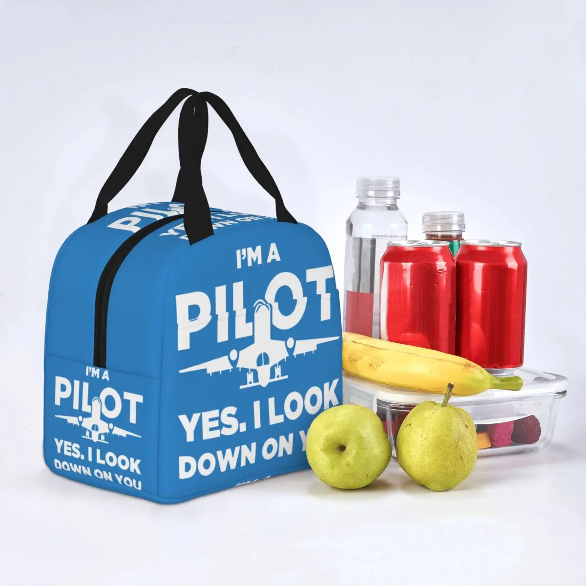 Funny Airplane Pilot Quote Insulated Lunch Bag Leakproof Aviation Plane Fighter Cooler Bag Lunch Box Tote Food Storage Bags