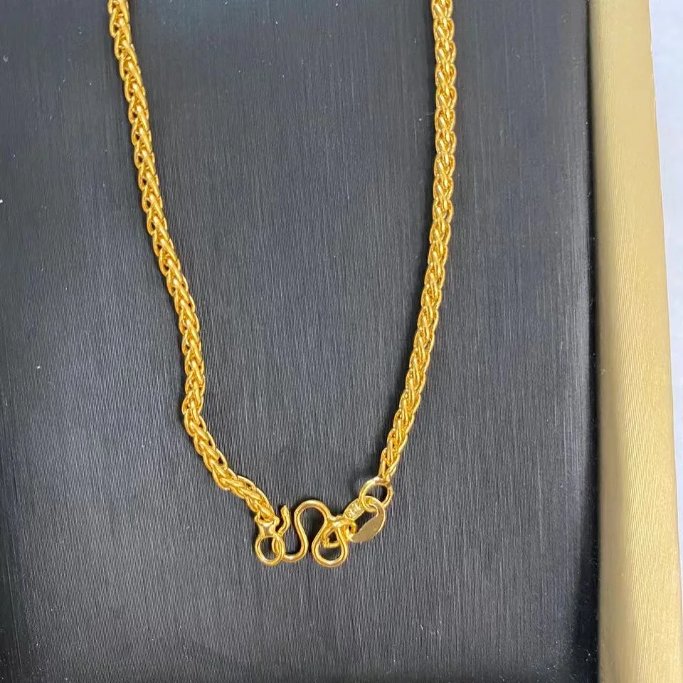 Luxury 24K 9999 Pure Gold real gold Women's twist necklace necklace