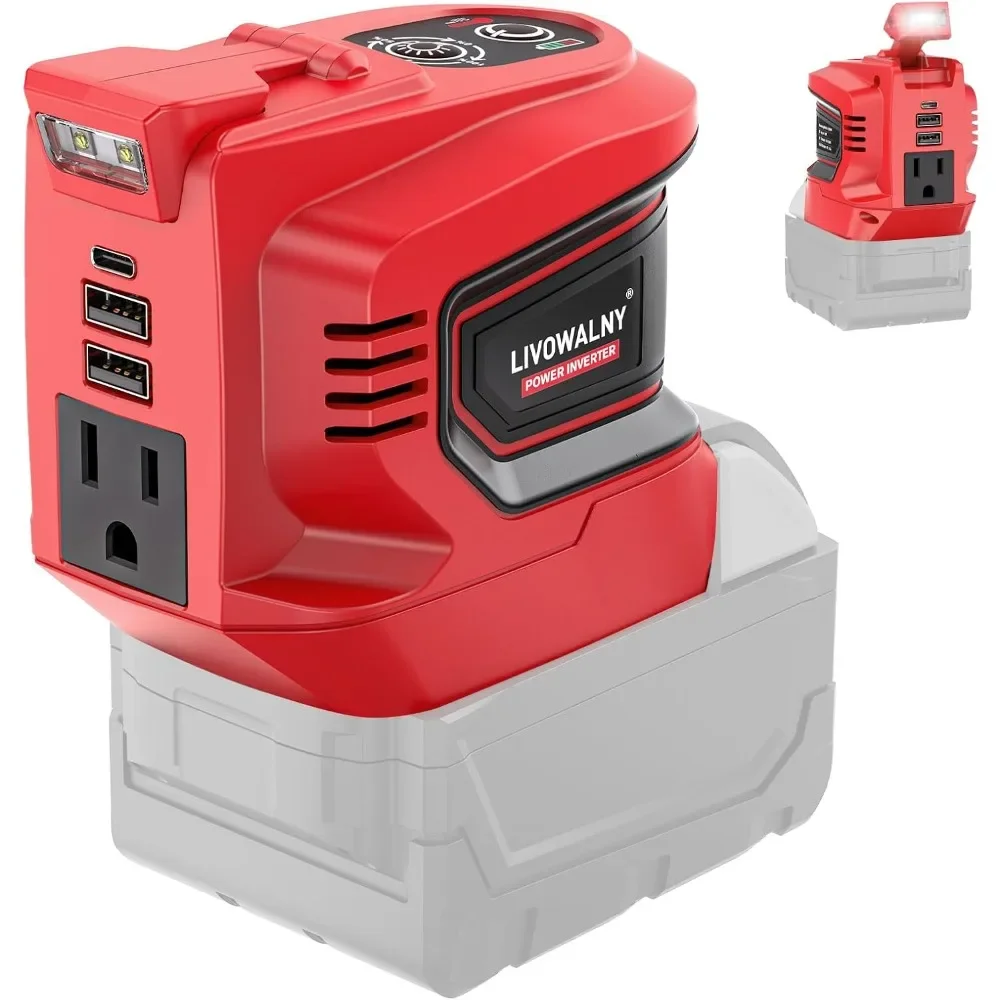 Popular 200W Power Inverter for Milwaukee 18V, DC 18V to AC 110-120V Battery Inverter, Portable Power Station Generator