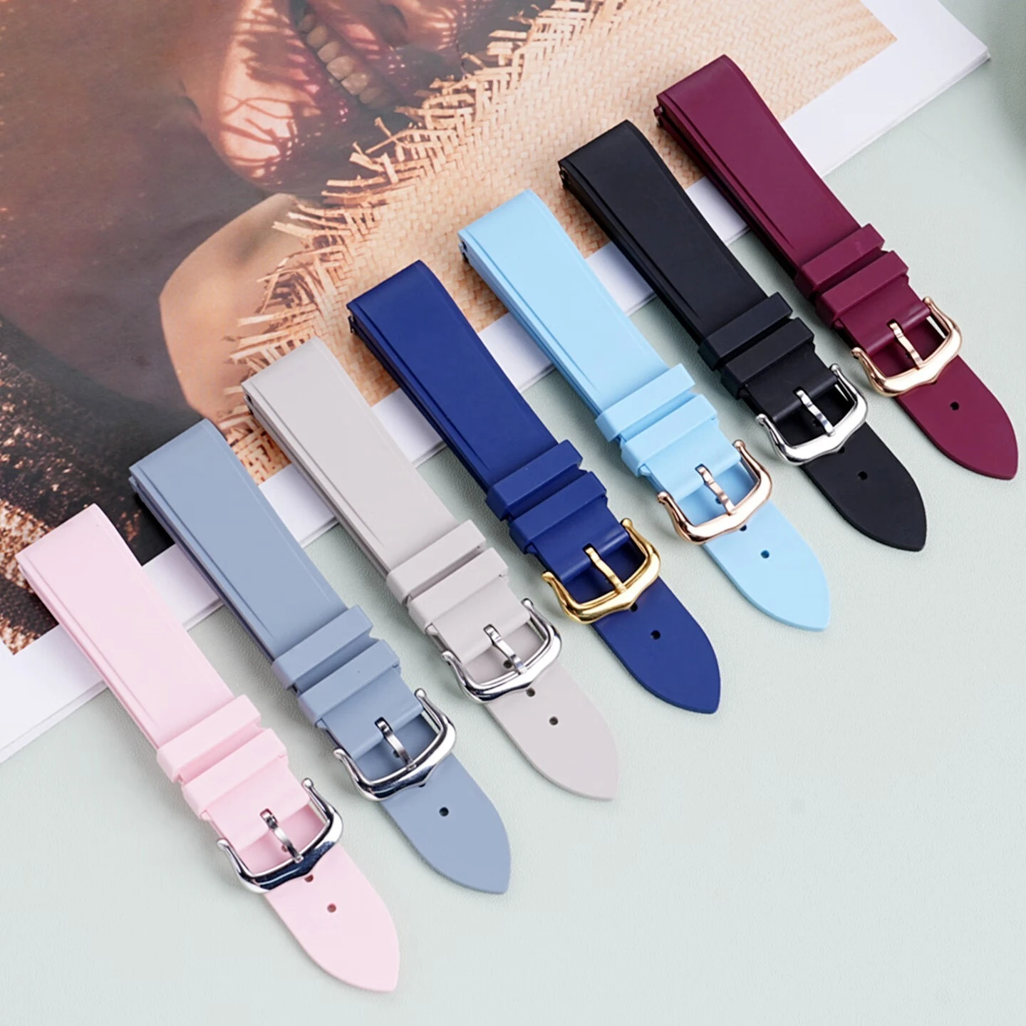 

Cartier Santos Dumont Ladies Watch Strap 17.5mm – Fluorine Rubber Dustproof Bracelet, Quick Release Pin Buckle, Replacement Band