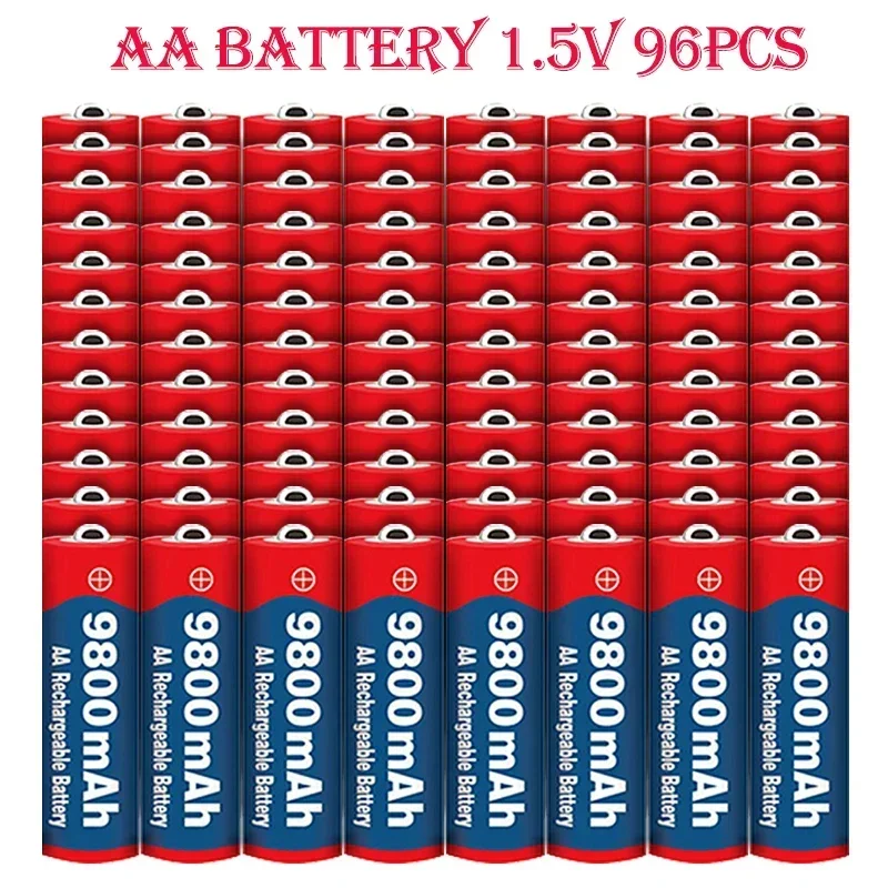 AA battery 100% Original 2024New High Quality 1.5V 9800mAh Rechargeable AA Battery for Led Light Toy Camera Microphone Battery