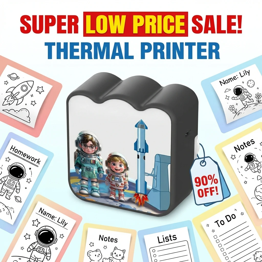 

Mini Sticker Printer Portable Thermal Printer BT Free Cut Small Pocket Printer for Notes Photos Stickers Labels Print