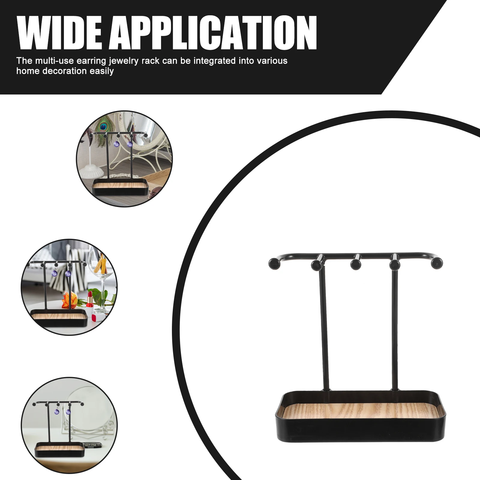 

1pc Jewelry Storage Rack Organizer Earrings Bracelets Necklaces Rings Keychains Display Stand Pp Wood Material