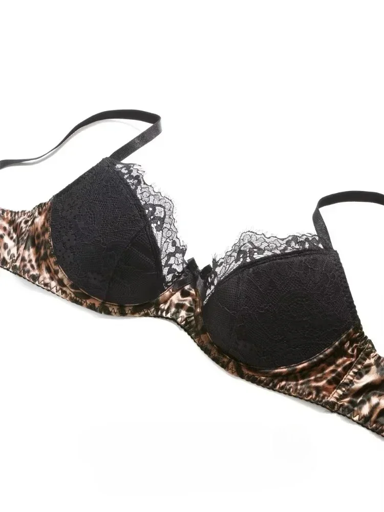 

Sexy Leopard Bras Set Small Chest Winter Push Up Bralette Anti Sagging Wireless Lace Lingerie Lightweight Comfort Christmas Gift